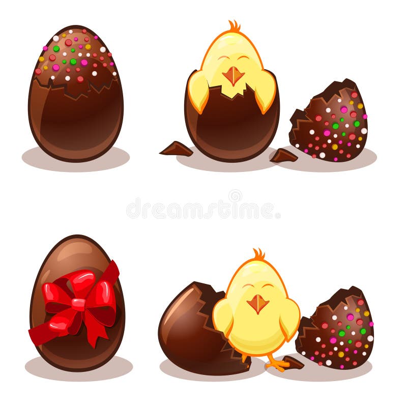 Huevos de chocolate de Pascua y chik libre illustration Huevos de chocolate de Pascua y chik libre illustration