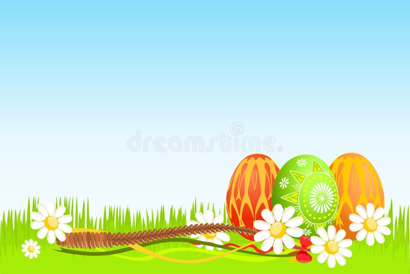 Huevos de Pascua coloridos en hierba libre illustration