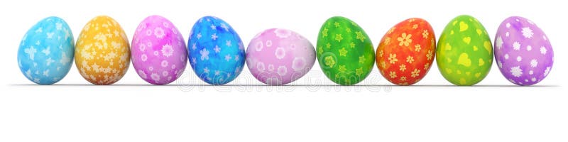 Huevos de Pascua coloridos en una fila libre illustration