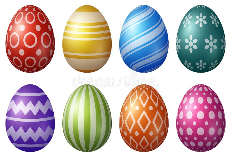 Huevos de Pascua coloridos sobre un fondo blanco stock de ilustración