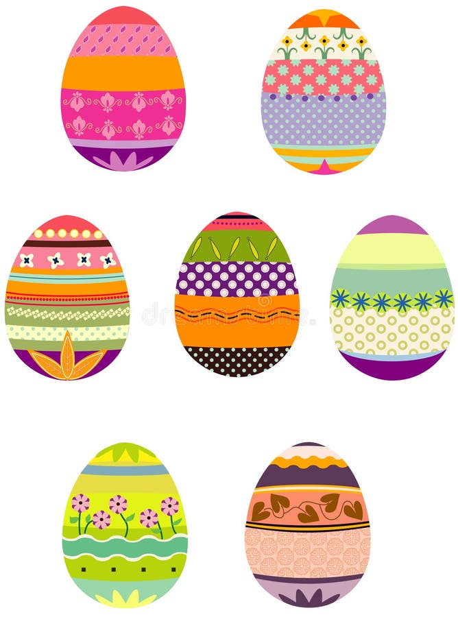 Huevos de Pascua en un grupo stock de ilustración Huevos de Pascua en un grupo stock de ilustración