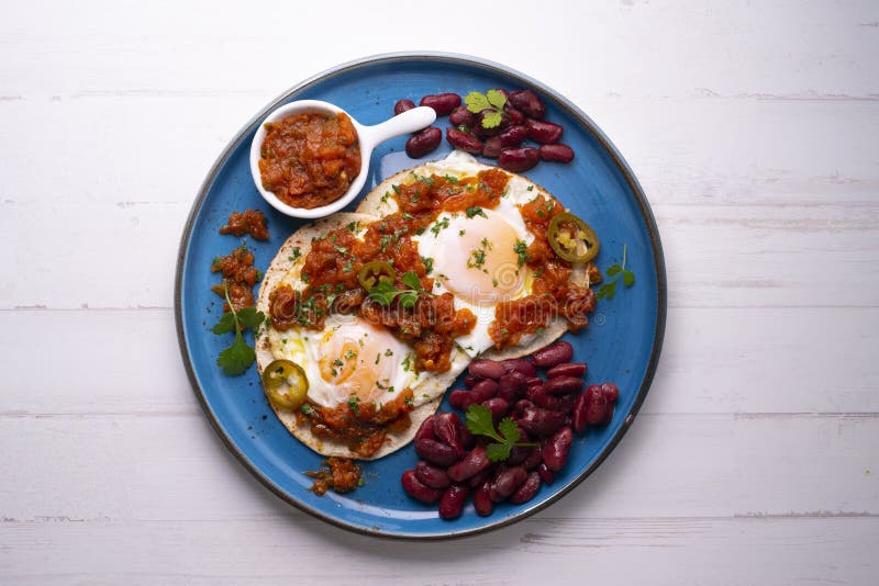 Huevos Rancheros are a Traditional Mexican Breakfast Stock Image