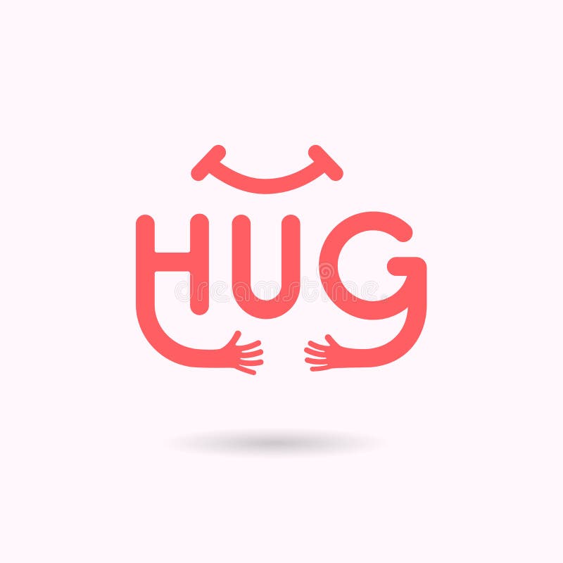 HUG typographical and Hand icon. Embrace or hug icons vector logo design. Hugs and Love yourself symbol. Love concept. Valentine`s