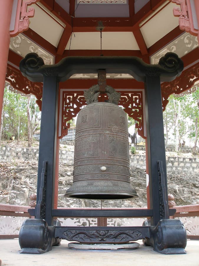 Huge ceremonial bell, temple, Vietnam.