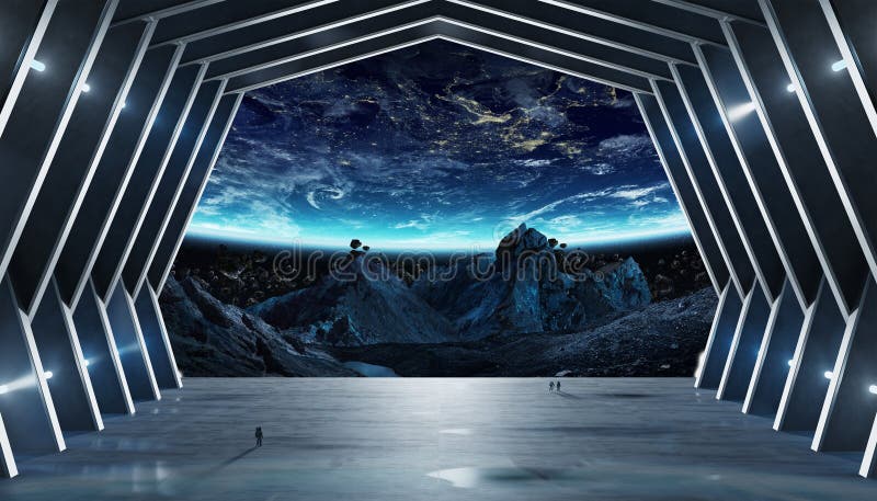 Huge Hall Spaceship Interior 3d Rendering Elements Of This