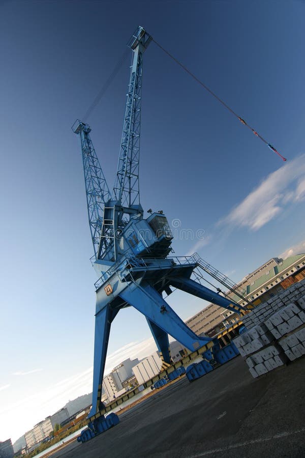 Huge harbor crane with blue sky