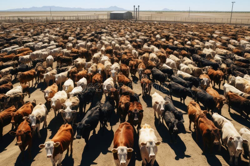 Huge herds of cattle from factory farming.