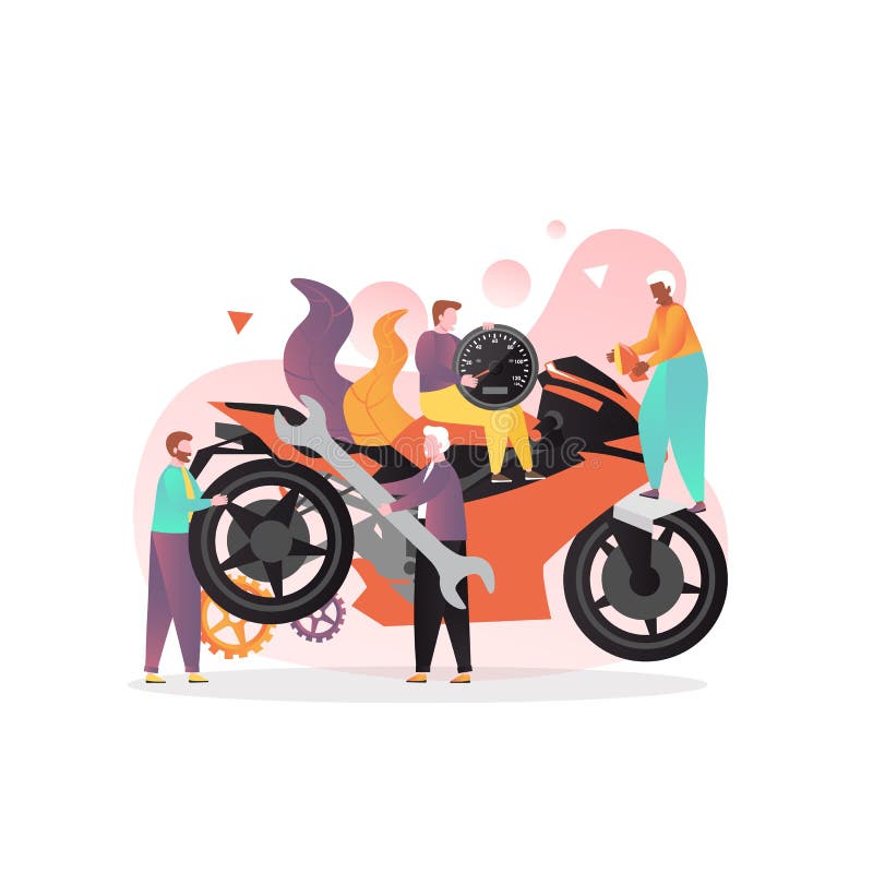 Motorcycle service vector concept for web banner, website page