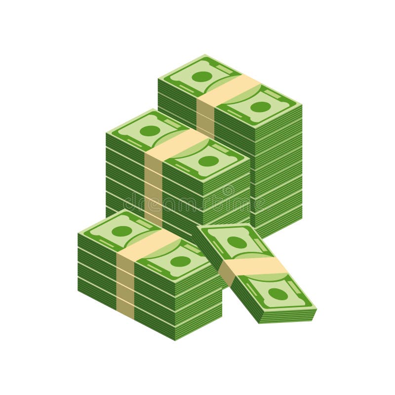 Huge Packs of Paper Money. Bundle with Cash Bills Stock Vector -  Illustration of banknote, cash: 174933602