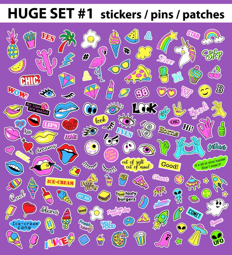 Premium Vector  Big unicorn sticker pack. fashion patch badges