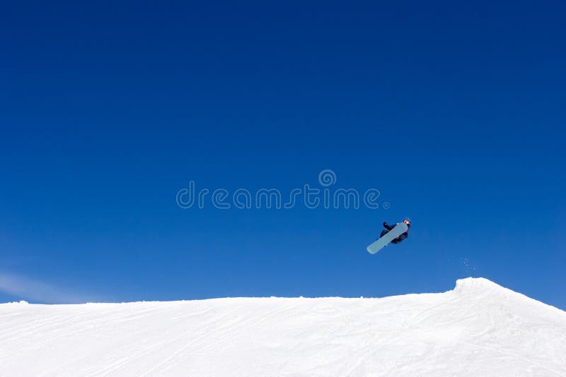 Huge Snowboarding Jump on Slopes of Ski Resort in Spain Stock Image