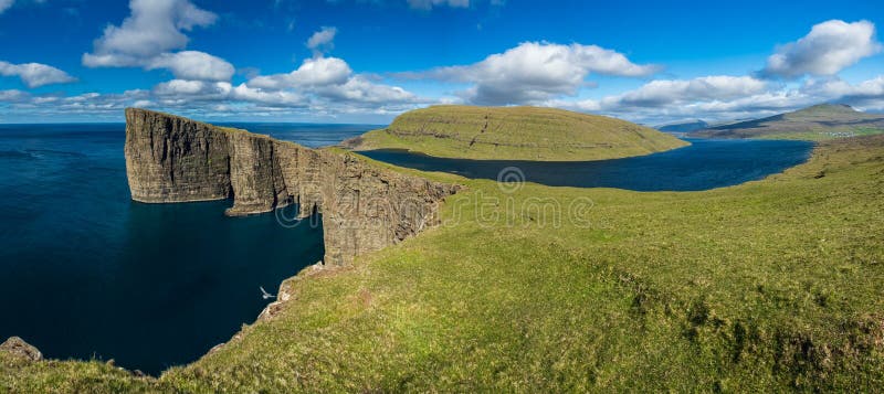 Sorvagsvatn Lake Over the Ocean in Faroe Islands Stock Photo - Image of ...