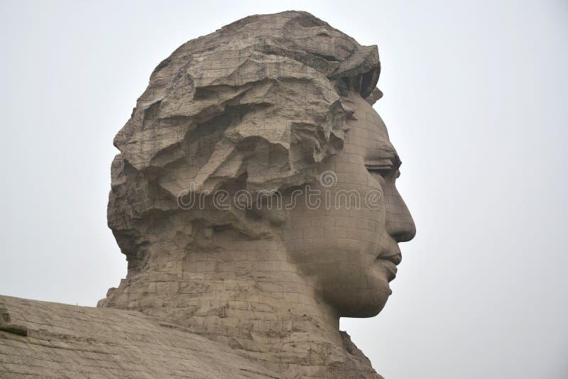 Huge statue of Mao Zedong in his youth time in Juzizhou park, Changsha, Hunan