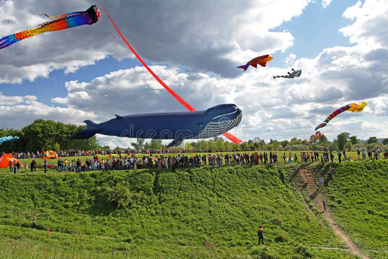 Moscow, Russia - May 27, 2017: Huge whale kite at the kite festival in the Park Tsaritsyno in Moscow