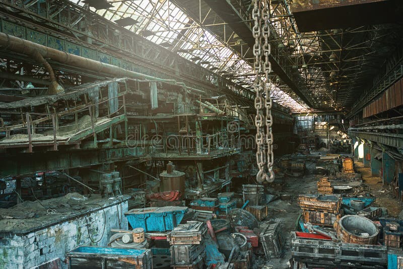 Huge workshop of the abandoned metallurgical plant of the Soviet Union times royalty free stock image Huge workshop of the abandoned metallurgical plant of the Soviet Union times royalty free stock image