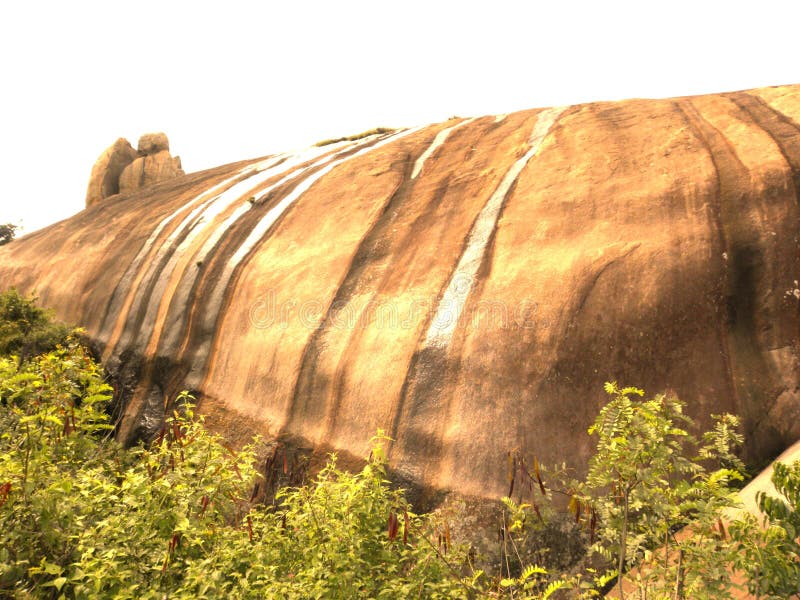 Big granite rock at the top of mountain