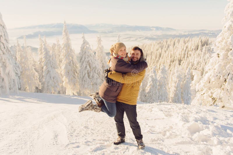 Winter Hug stock image. Image of human, people, flirting 29753263