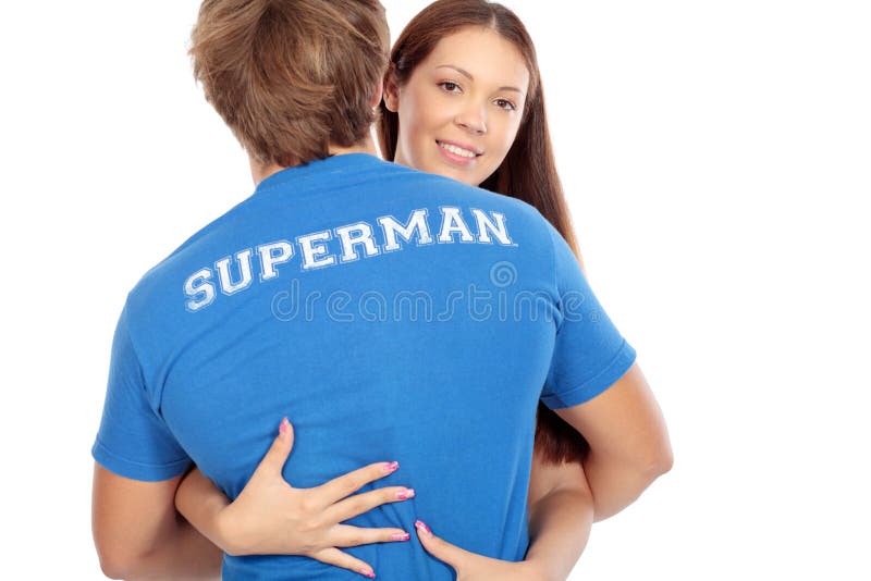 Hugging a superman.