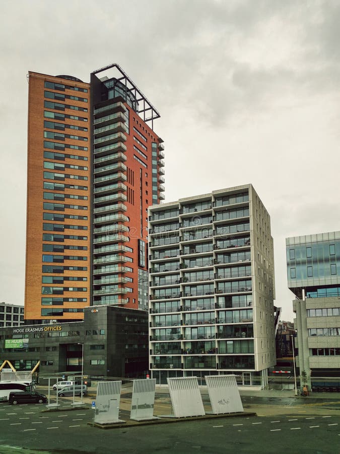 Hugo Erasmus Tower Apartment Complex in Rotterdam Editorial Photo
