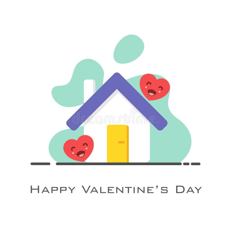 Huis met harten in vlakke stijl voor de dag van de valentijnskaart vector illustratie Huis met harten in vlakke stijl voor de dag van de valentijnskaart vector illustratie