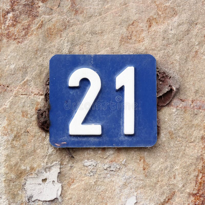 Uitreiken meloen Beperking Huisnummer 21-teken stock foto. Image of ingang, verjaardag - 175563430