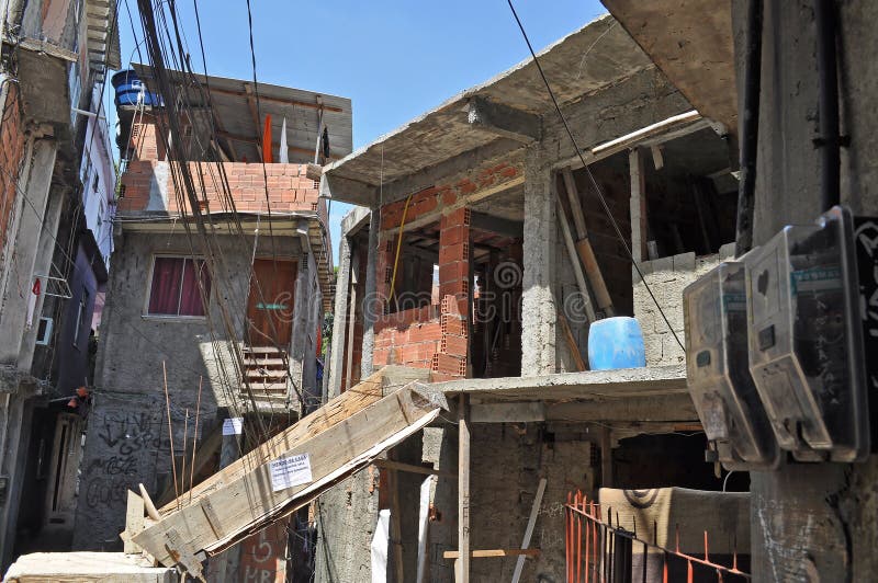 Huizen van Braziliaanse favela in Rio de Janeiro stock foto's Huizen van Braziliaanse favela in Rio de Janeiro stock foto's