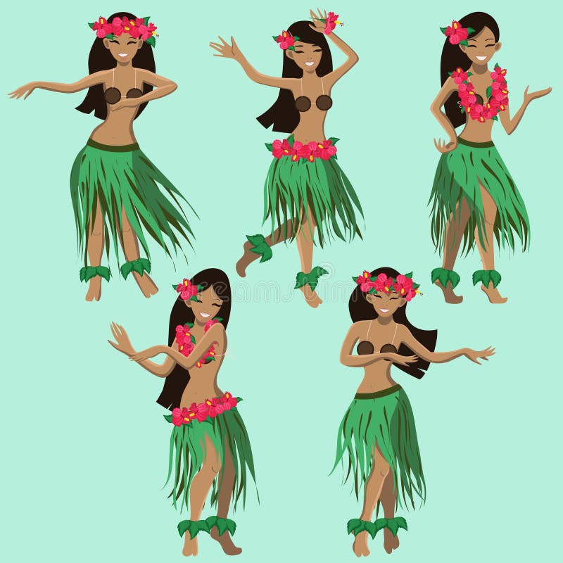 Гавайские девушки мультфильма танцуя изображение вектора hula иллюстрация вектора Гавайские девушки мультфильма танцуя изображение вектора hula иллюстрация вектора