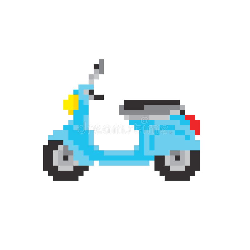 Hulajnoga motocykl w piksel sztuki stylu odizolowywał wektorową ilustrację ilustracji Hulajnoga motocykl w piksel sztuki stylu odizolowywał wektorową ilustrację ilustracji