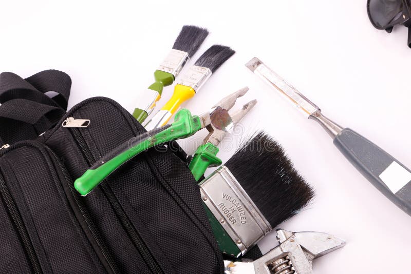 Hulpmiddelen in Zwarte zak royalty-vrije stock foto