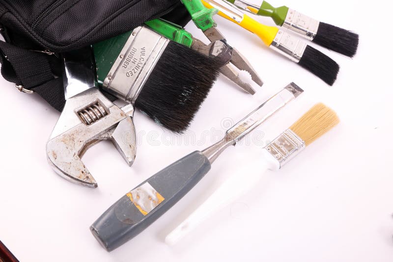 Hulpmiddelen in Zwarte zak royalty-vrije stock afbeeldingen