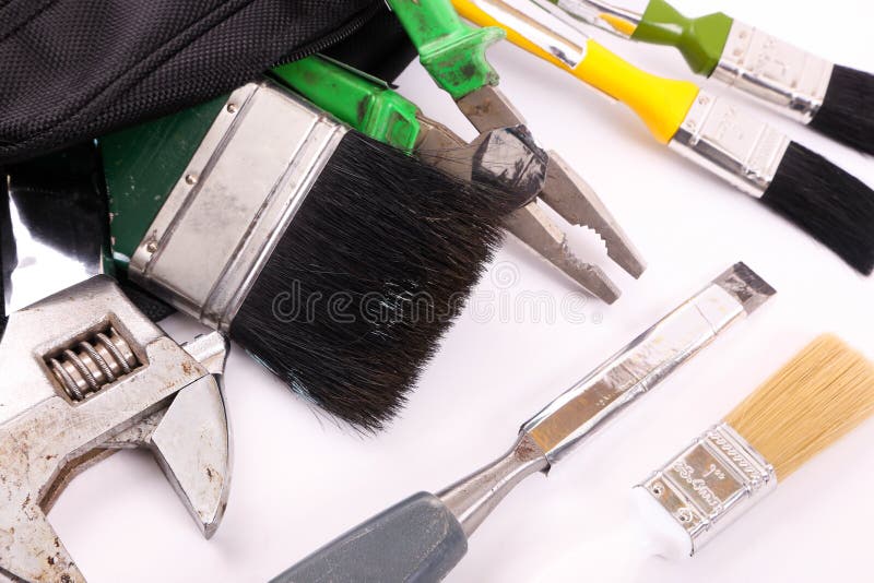 Hulpmiddelen in Zwarte zak stock afbeeldingen