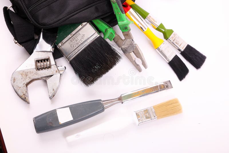 Hulpmiddelen in Zwarte zak stock foto