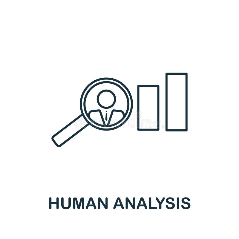 Human Analysis icon symbol in outline style. Creative sign from human resources icons collection. Thin line Human Analysis icon vector illustration