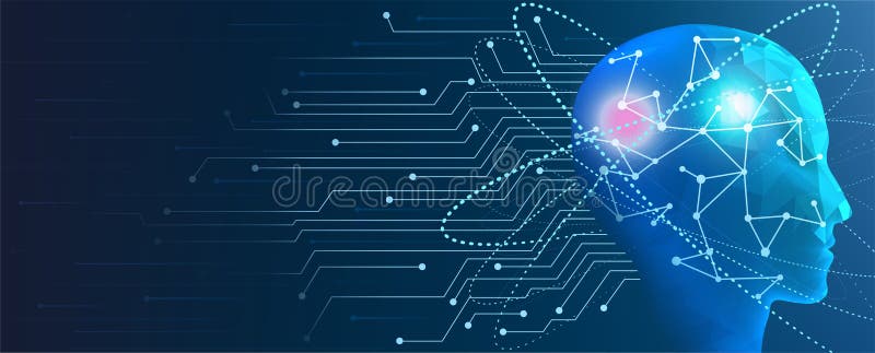 Human Artificial Intelligence. Concept of machine cyber mind. stock illustration Human Artificial Intelligence. Concept of machine cyber mind. stock illustration