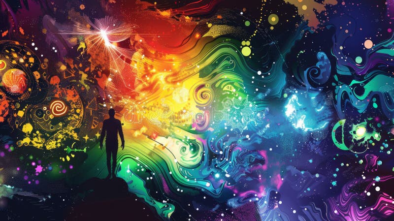 Human Ascension Towards Cosmic Gateway in Abstract Art royalty free stock photography