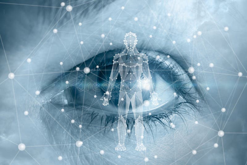 Human on the background of the eye stock photography
