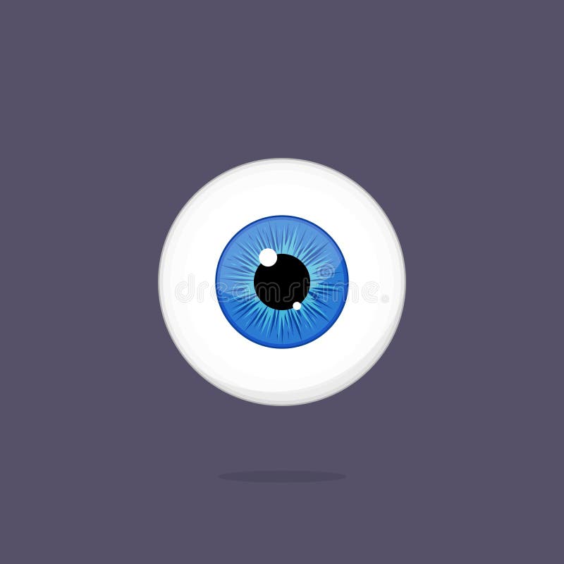 Human blue eye isolated on dark background. Eyeball iris pupil royalty free illustration
