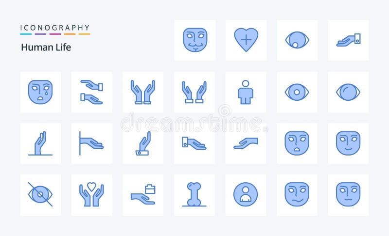 25 Human Blue icon pack vector illustration