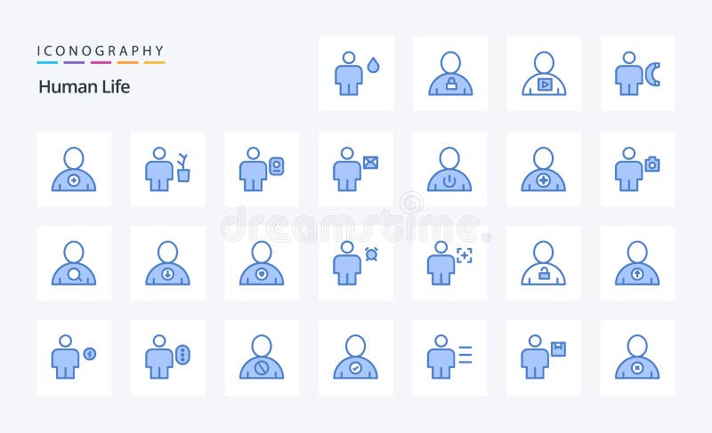 25 Human Blue icon pack royalty free illustration