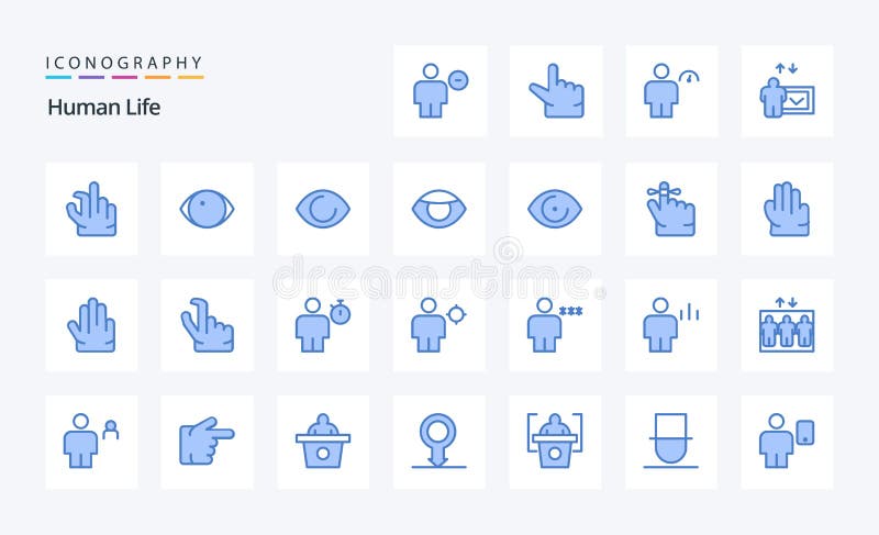 25 Human Blue icon pack royalty free illustration