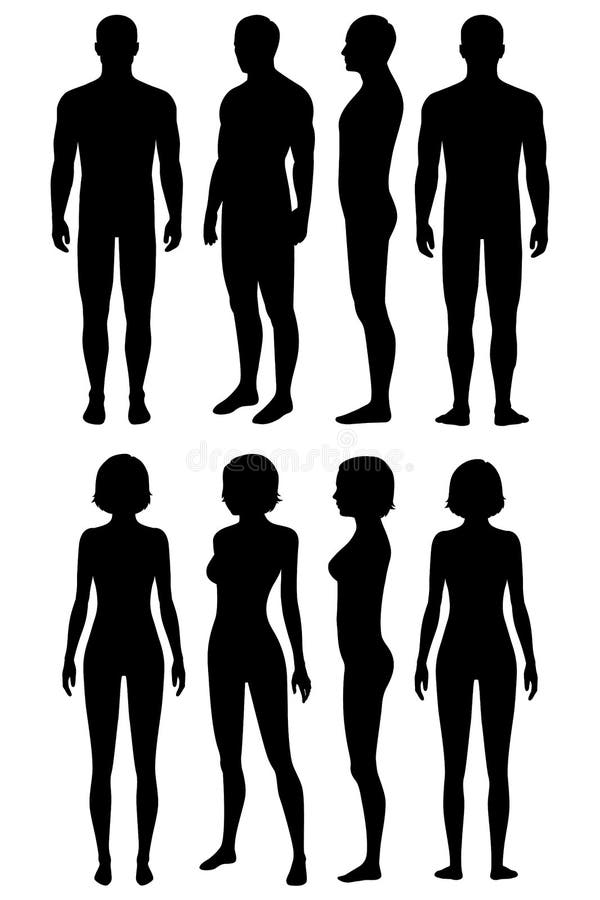 Full Body Vector Woman Silhouette Woman Body Shape Template Stock