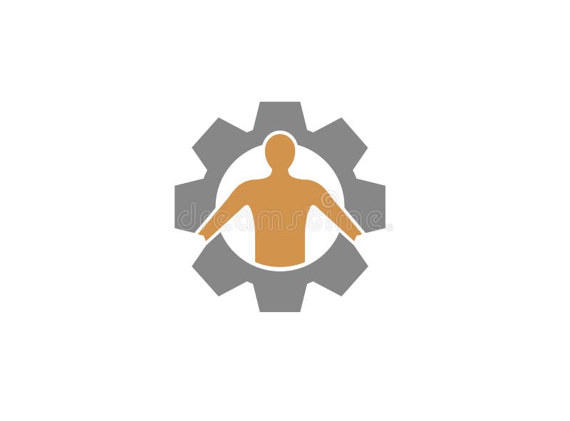The human body inside a gear pinion for logo design vector illustration The human body inside a gear pinion for logo design vector illustration
