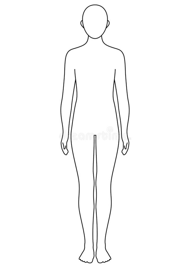 Human body outline, front, monochrome illustration royalty free illustration.