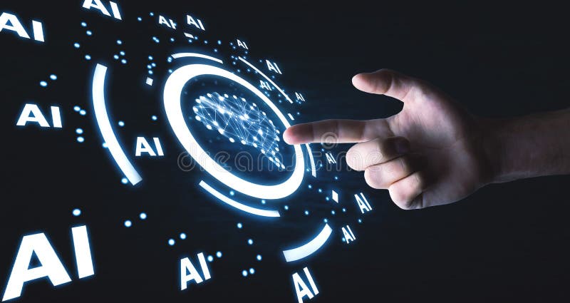 Human brain with Ai words. Artificial intelligence concept stock image