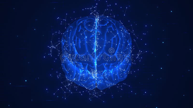 The human brain and artificial intelligence stock illustration