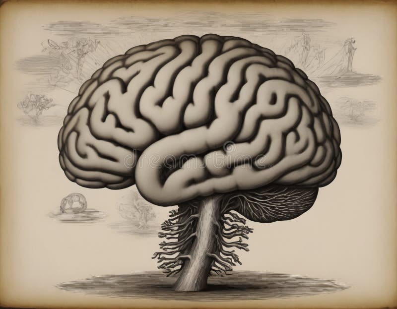 Human brain close up royalty free illustration