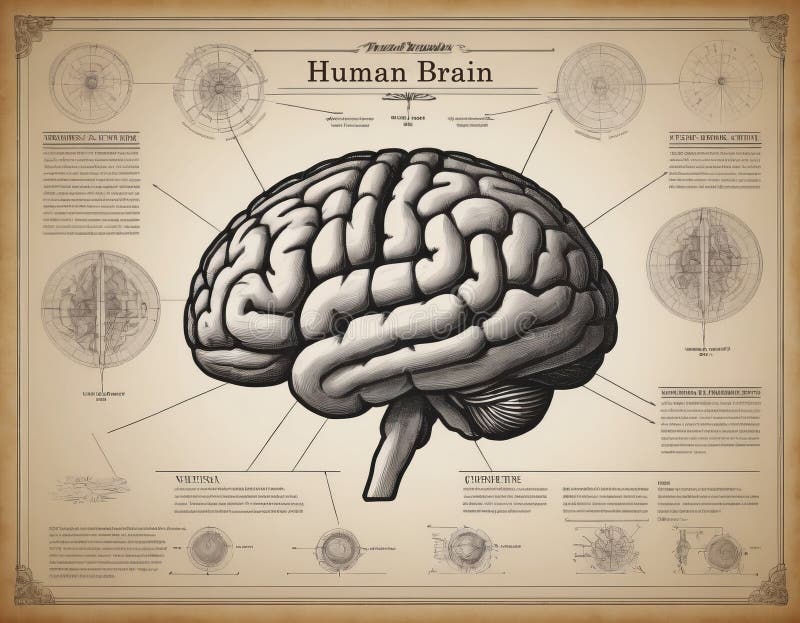 Human brain close up vector illustration