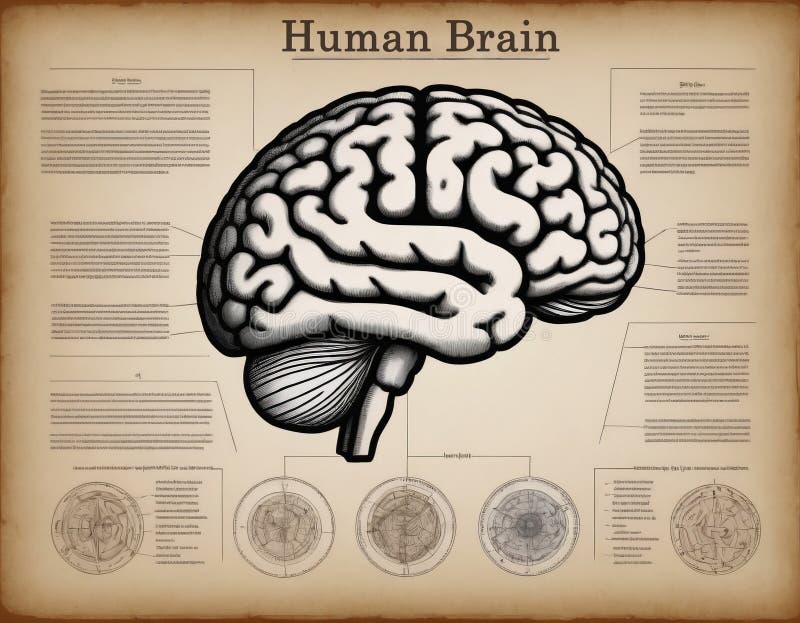 Human brain close up vector illustration