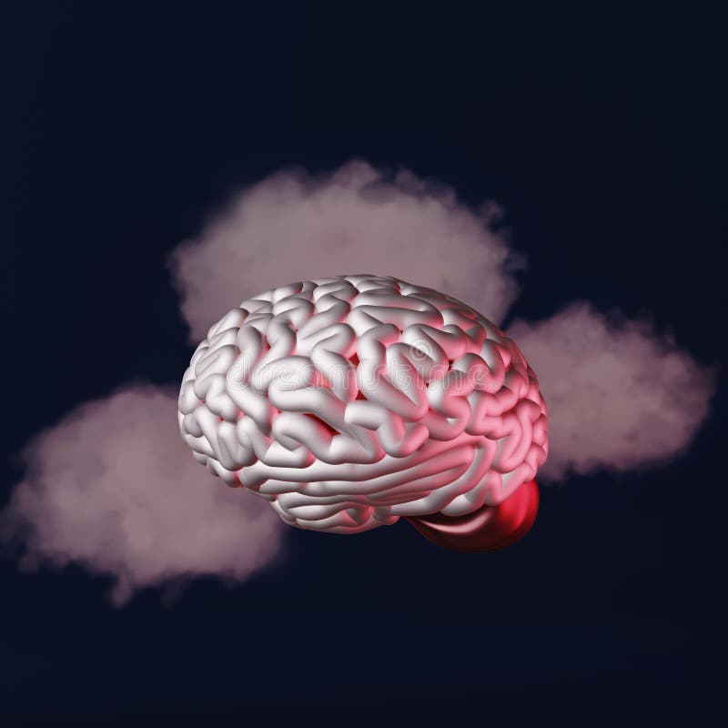 Human brain clouds creative contemporary art 3d rendering Mental health awareness Mind Imagination Cognitive development royalty free illustration