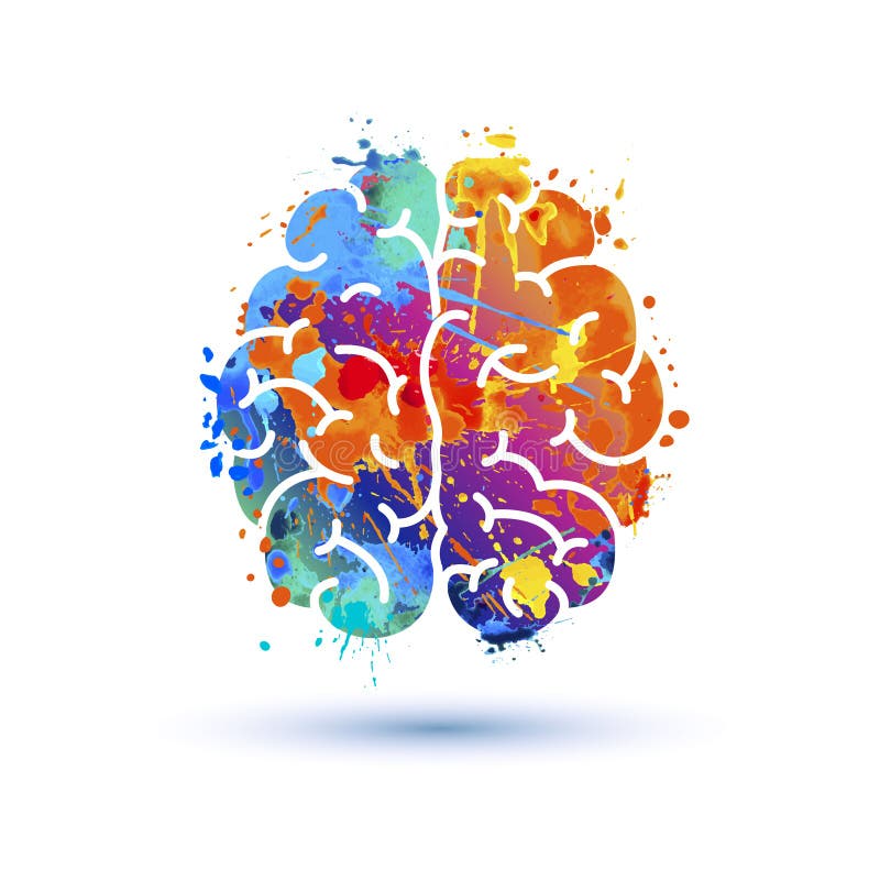 Human Brain Icon. Splash Paint Stock Vector - Illustration of education